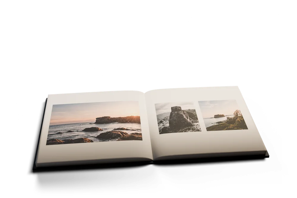 Gerendertes Calima-Fotobuch, aufgeschlagen